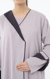 Colorblock Overlap Abaya With One Side Collar And Folded Sleeves