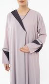 Colorblock Overlap Abaya With One Side Collar And Folded Sleeves