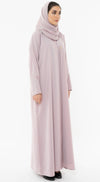 Curve Neck Overlap Abaya With Beautiful Handwork Button