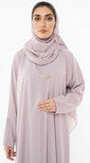 Curve Neck Overlap Abaya With Beautiful Handwork Button