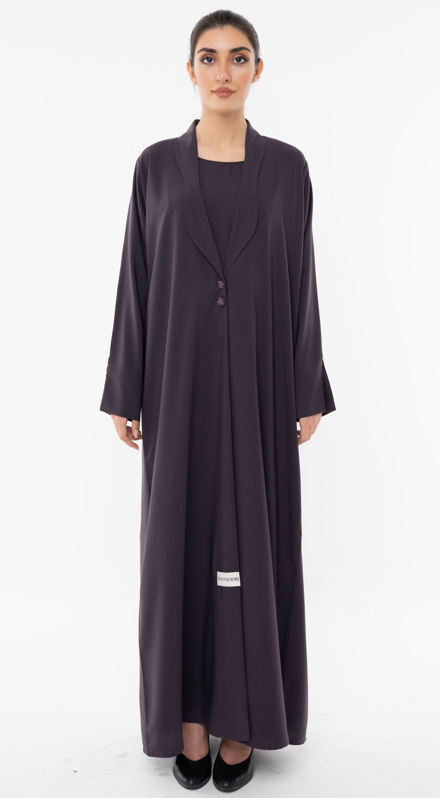 Stylised Collar Design Abaya With Hand Work Button Detailing