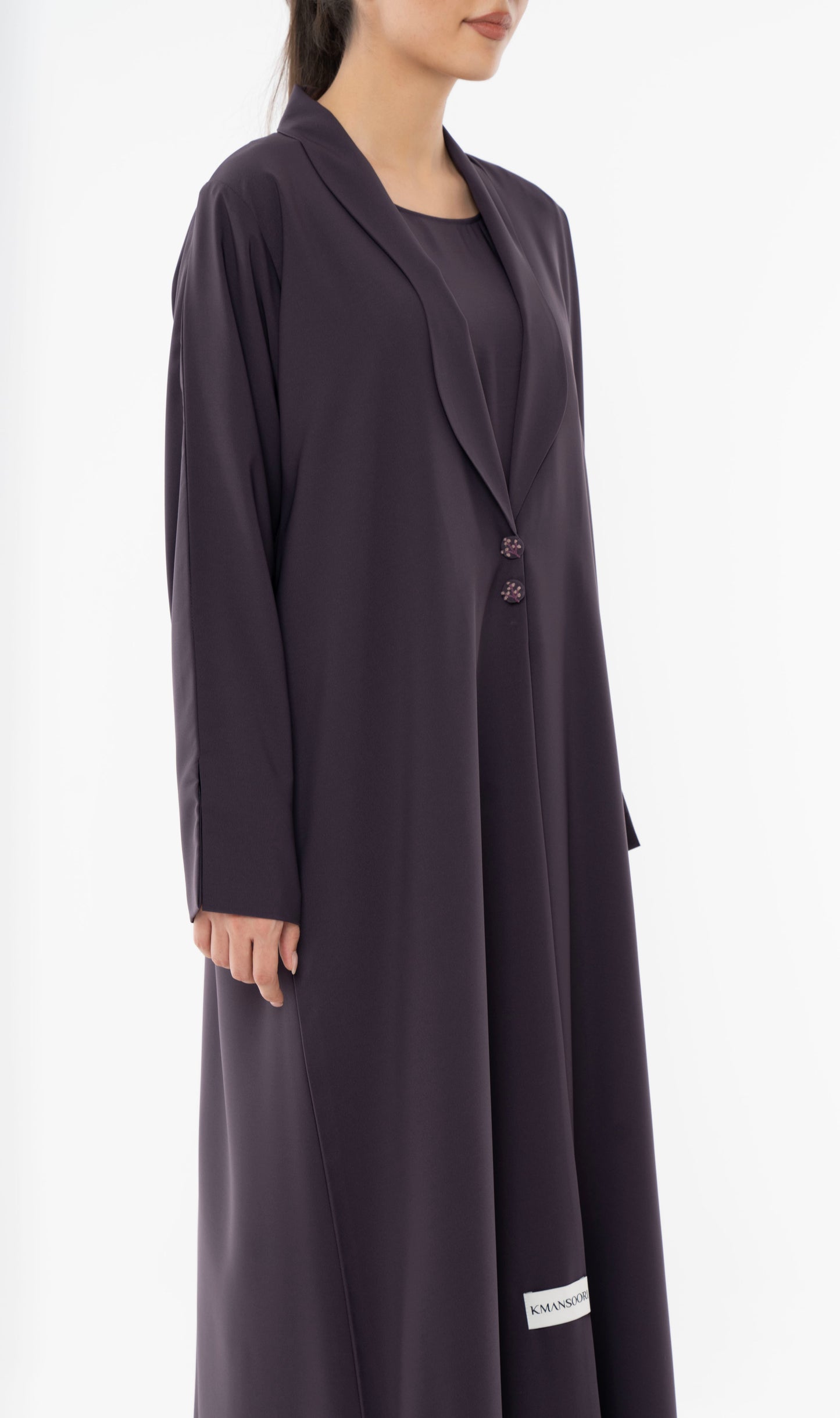 Stylised Collar Design Abaya With Hand Work Button Detailing