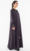 Colorblock Overlap Abaya With One Side Collar And Folded Sleeves