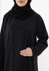 Curve Neck Overlap Abaya With Beautiful Handwork Button