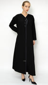 Black Overlap Abaya With Color Floral Embroidery Style