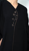 Black Overlap Abaya With Color Floral Embroidery Style