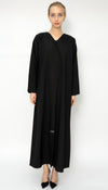 Stylish Patterned Overlap Abaya With Embroidery Detailing