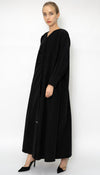 Plated Overlap Abaya With Bead Work Detailing