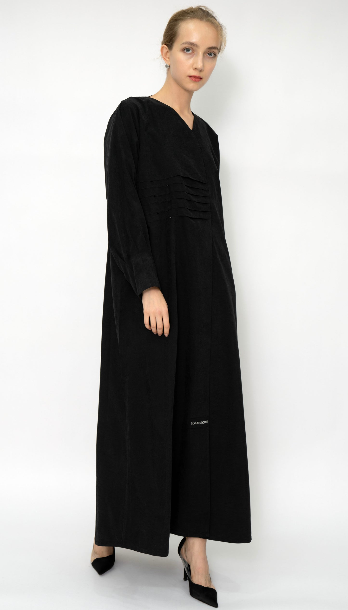 Plated Overlap Abaya With Bead Work Detailing