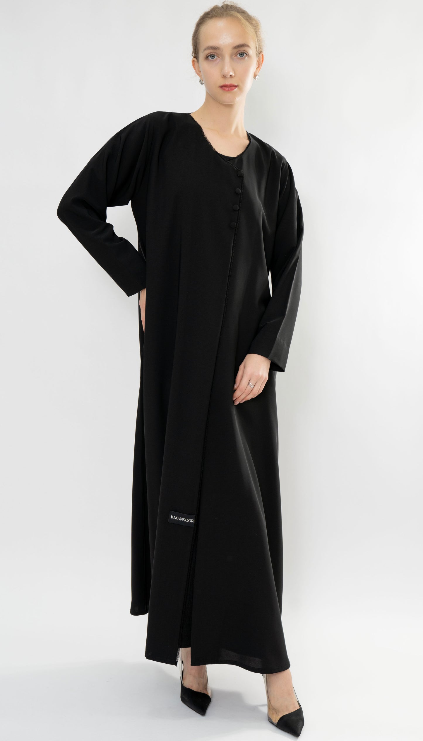 Overlapped Abaya With Button Detailing