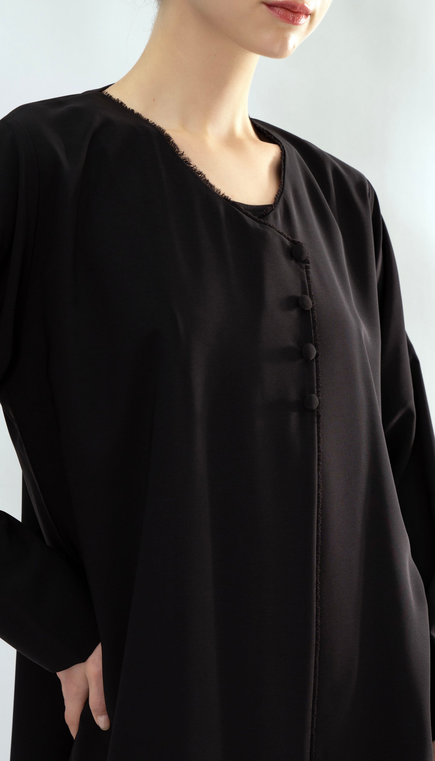 Overlapped Abaya With Button Detailing