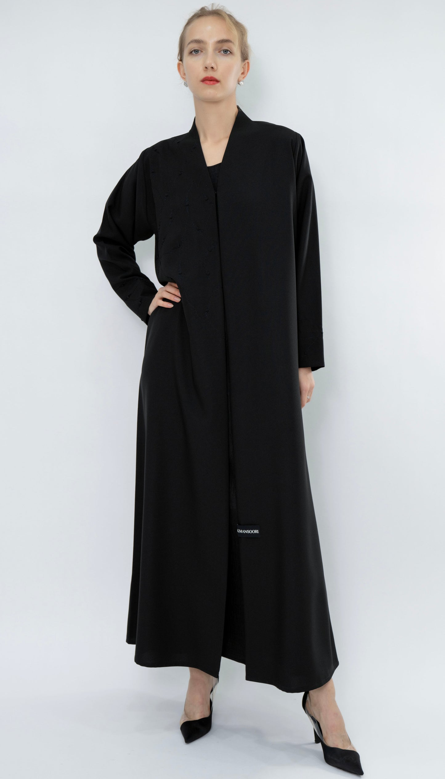 High Neck Abaya With Embroidery Enriched With Bead Work