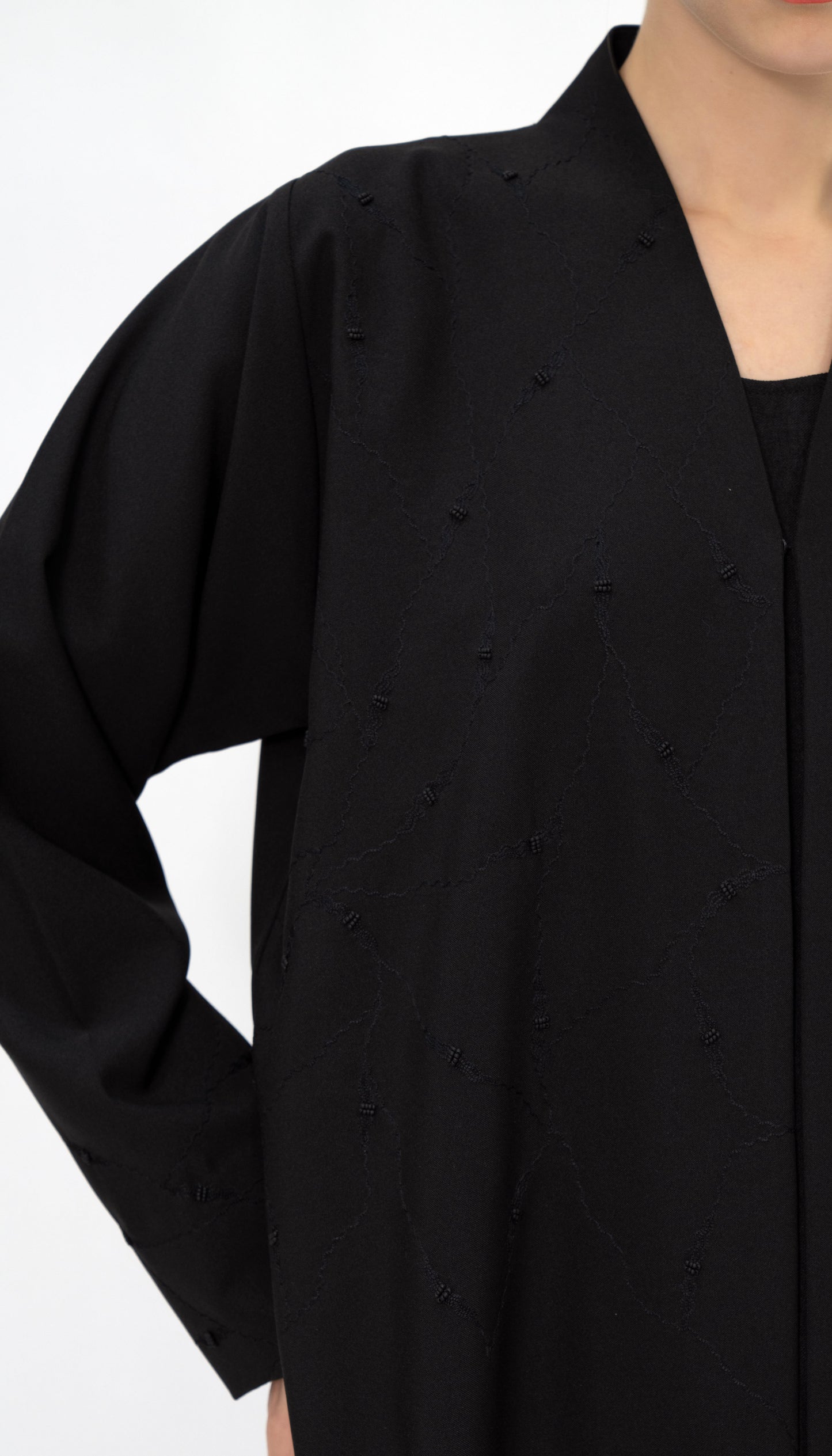 High Neck Abaya With Embroidery Enriched With Bead Work