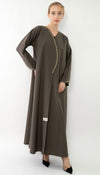 Stylish Patterned Overlap Abaya With Embroidery Detailing