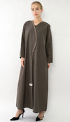 Stylish Patterned Overlap Abaya With Embroidery Detailing