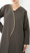 Stylish Patterned Overlap Abaya With Embroidery Detailing