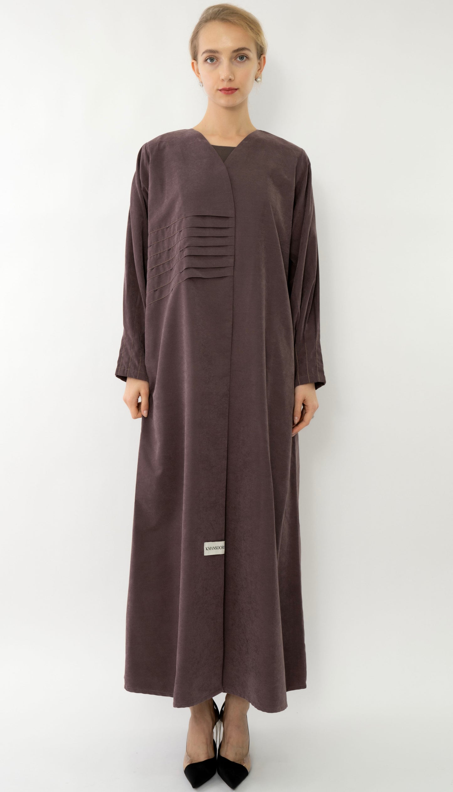 Plated Overlap Abaya With Bead Work Detailing