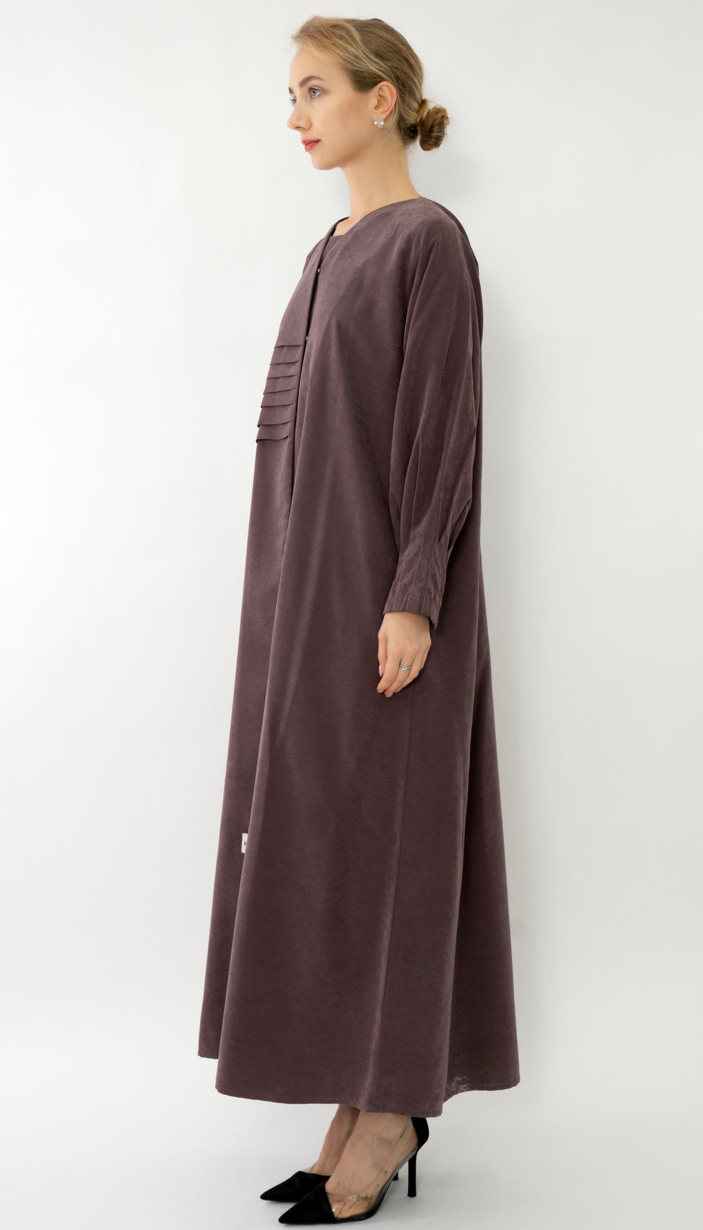 Plated Overlap Abaya With Bead Work Detailing