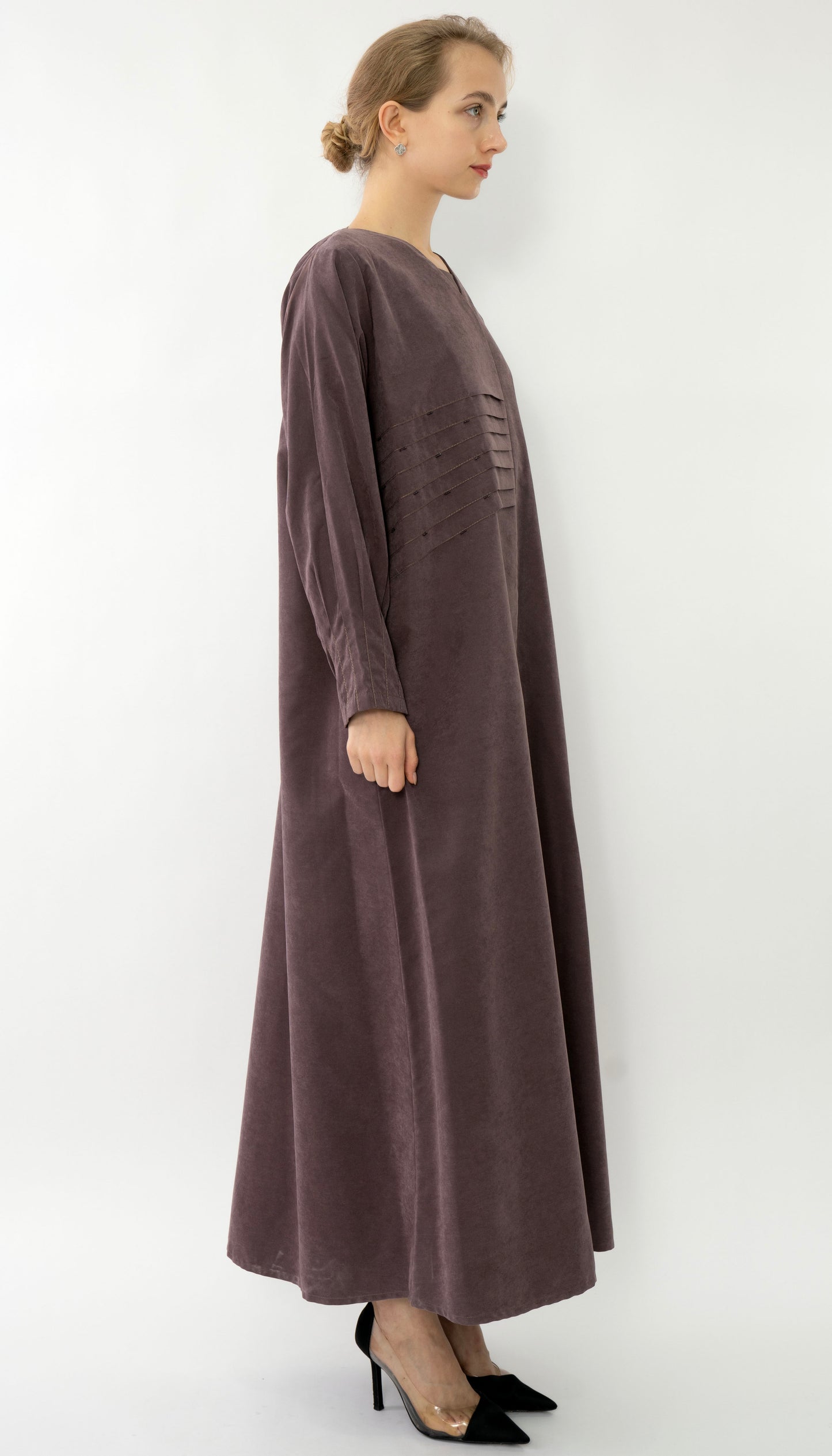 Plated Overlap Abaya With Bead Work Detailing