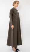 High Neck Abaya With Embroidery Enriched With Bead Work