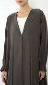 Collar Abaya With Pleated Sleeve Style