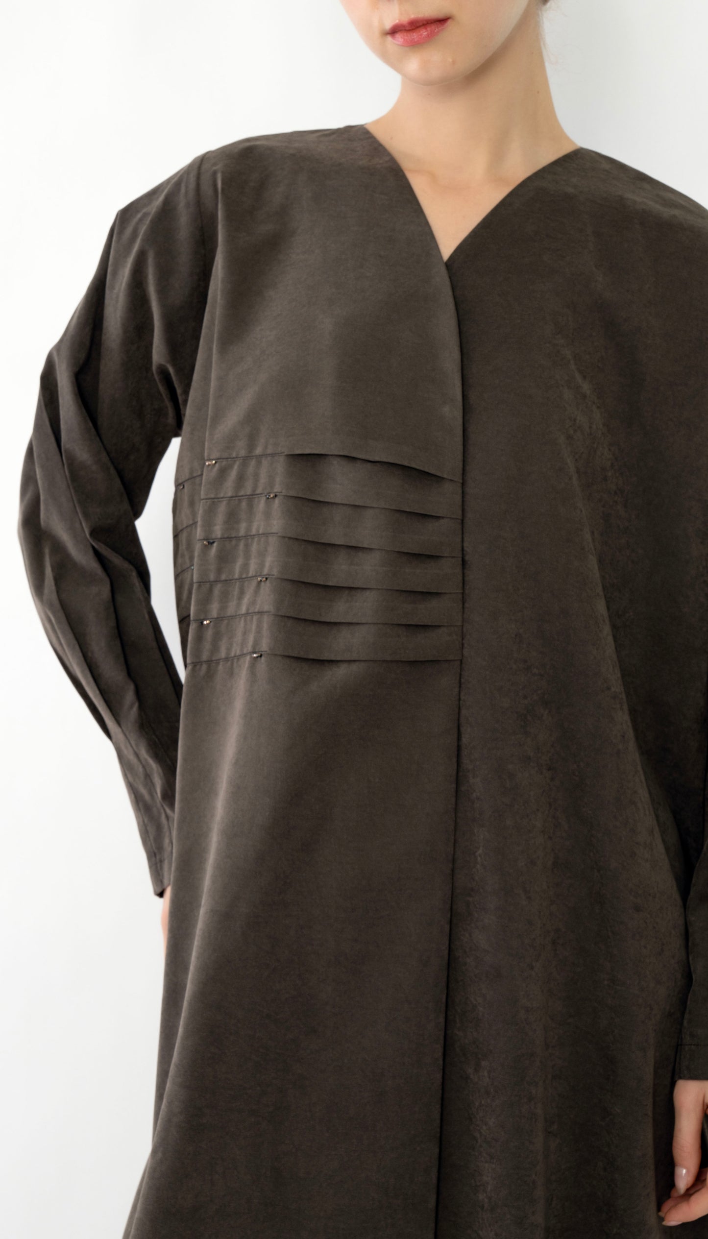 Plated Overlap Abaya With Bead Work Detailing