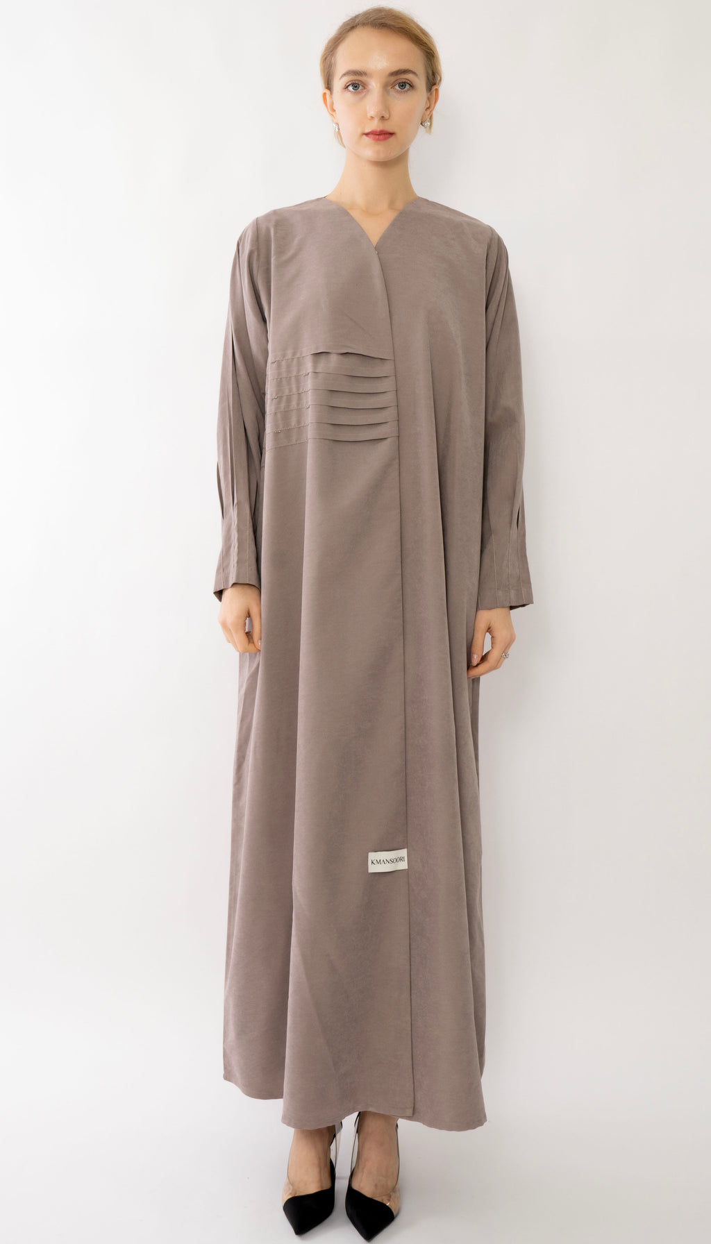 Plated Overlap Abaya With Bead Work Detailing