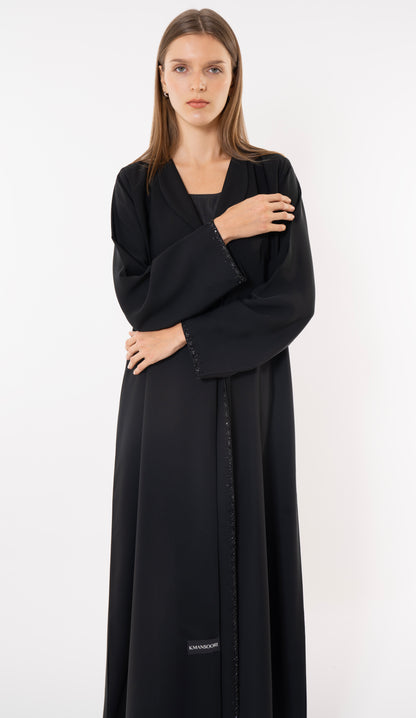 Black Collar Abaya With Fine Handwork Detailing