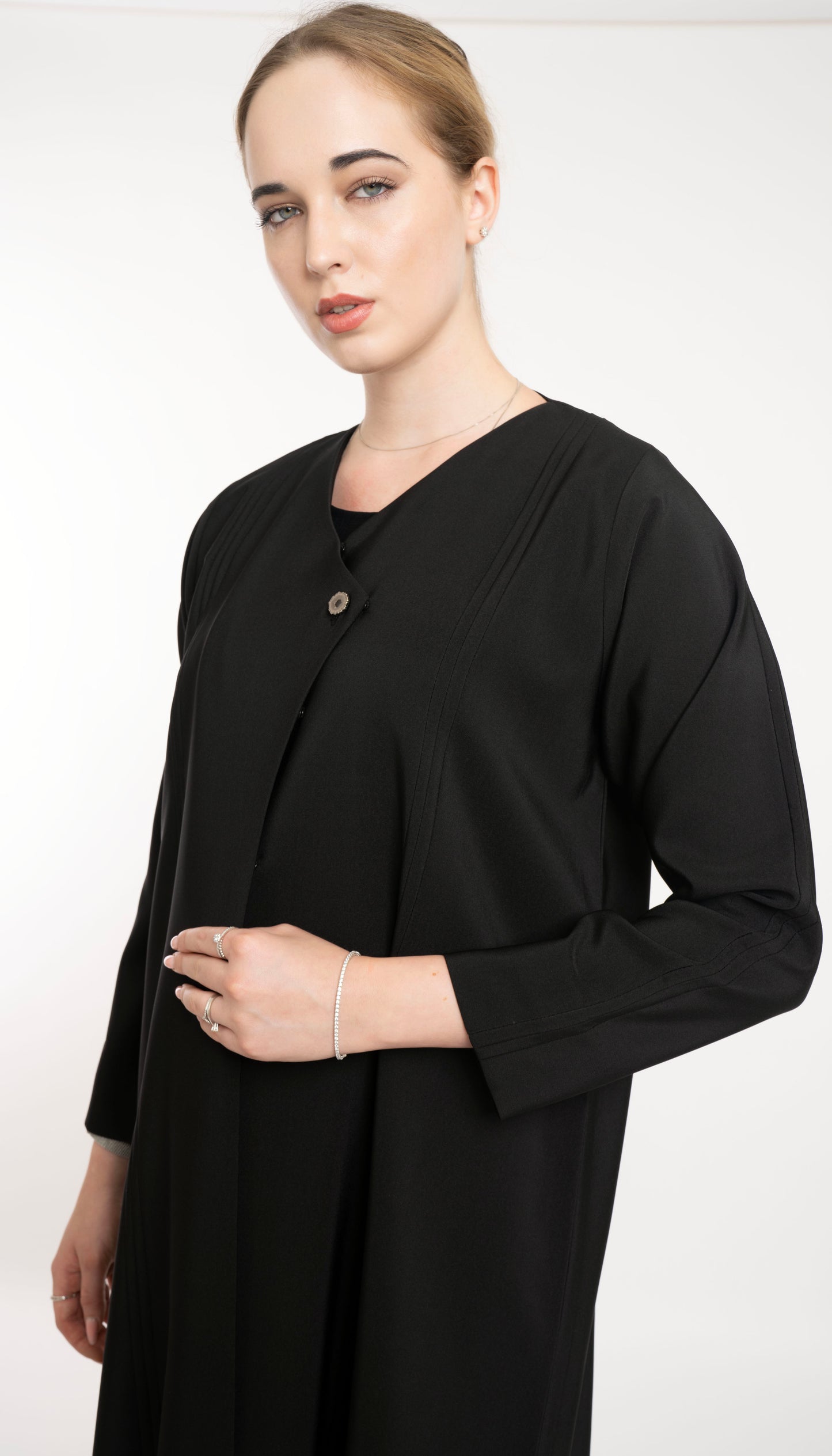 Stylish Overlapping Abaya Enriched By A Show Button