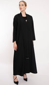 Black Abaya With High Neck Pattern With Pintuck Detailing