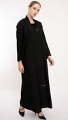 Black Abaya With High Neck Pattern With Pintuck Detailing