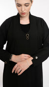 Black Abaya With High Neck Pattern With Pintuck Detailing