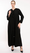 Floral Thread Work Elegance In Overlapping Pattern Abaya