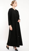 Floral Thread Work Elegance In Overlapping Pattern Abaya