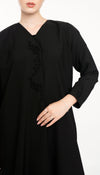 Floral Thread Work Elegance In Overlapping Pattern Abaya