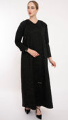 Golden Texture Abaya In Overlapping Pattern