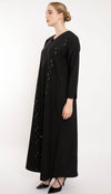 Beautiful Abaya With Double Shade Floral Embroidery On Front