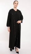 Beautiful Abaya With Double Shade Floral Embroidery On Front