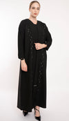 Beautiful Abaya With Double Shade Floral Embroidery On Front