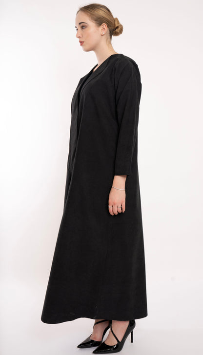 Collar Abaya With Box Pleat Design