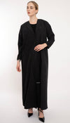 Collar Abaya With Box Pleat Design