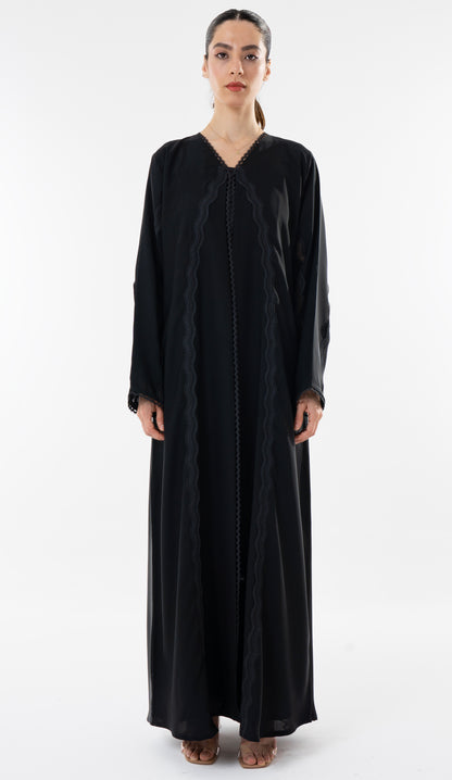 Curve Design Lace Detailing On Front And Sleeve