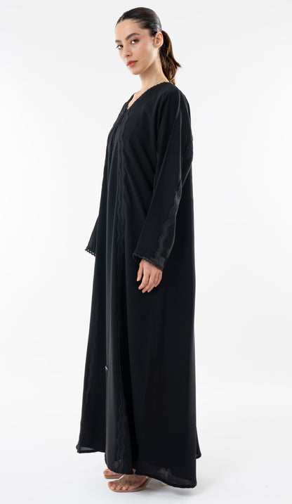Curve Design Lace Detailing On Front And Sleeve