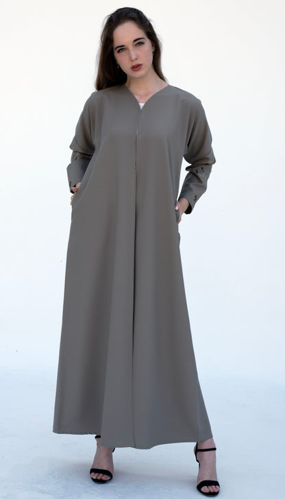 Elegant Floral Embroidered Sleeve Pattern With Side Pockets