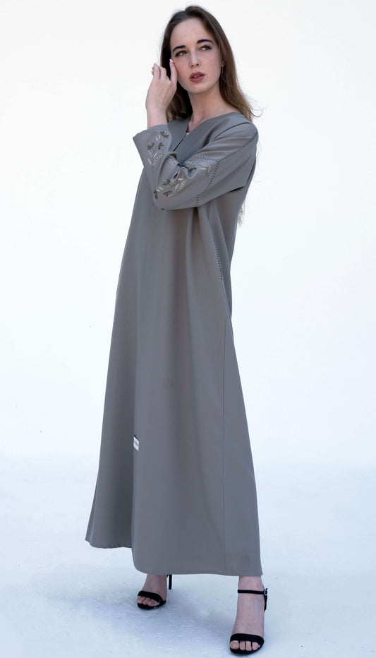 Elegant Floral Embroidered Sea Green Sleeve Pattern With Side Pockets