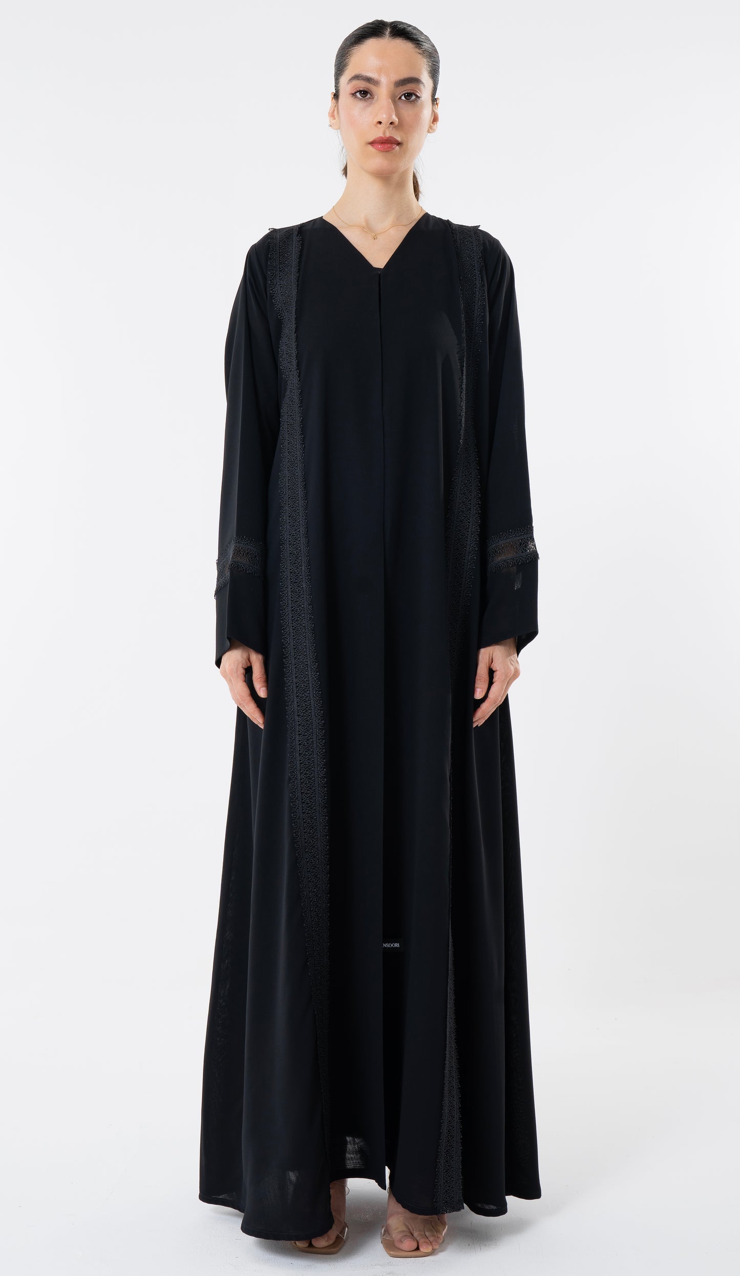 Black Design Lace Detailing On Front And Sleeves