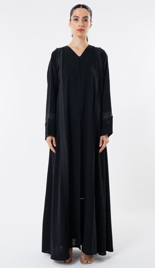 Black Design Lace Detailing On Front And Sleeves