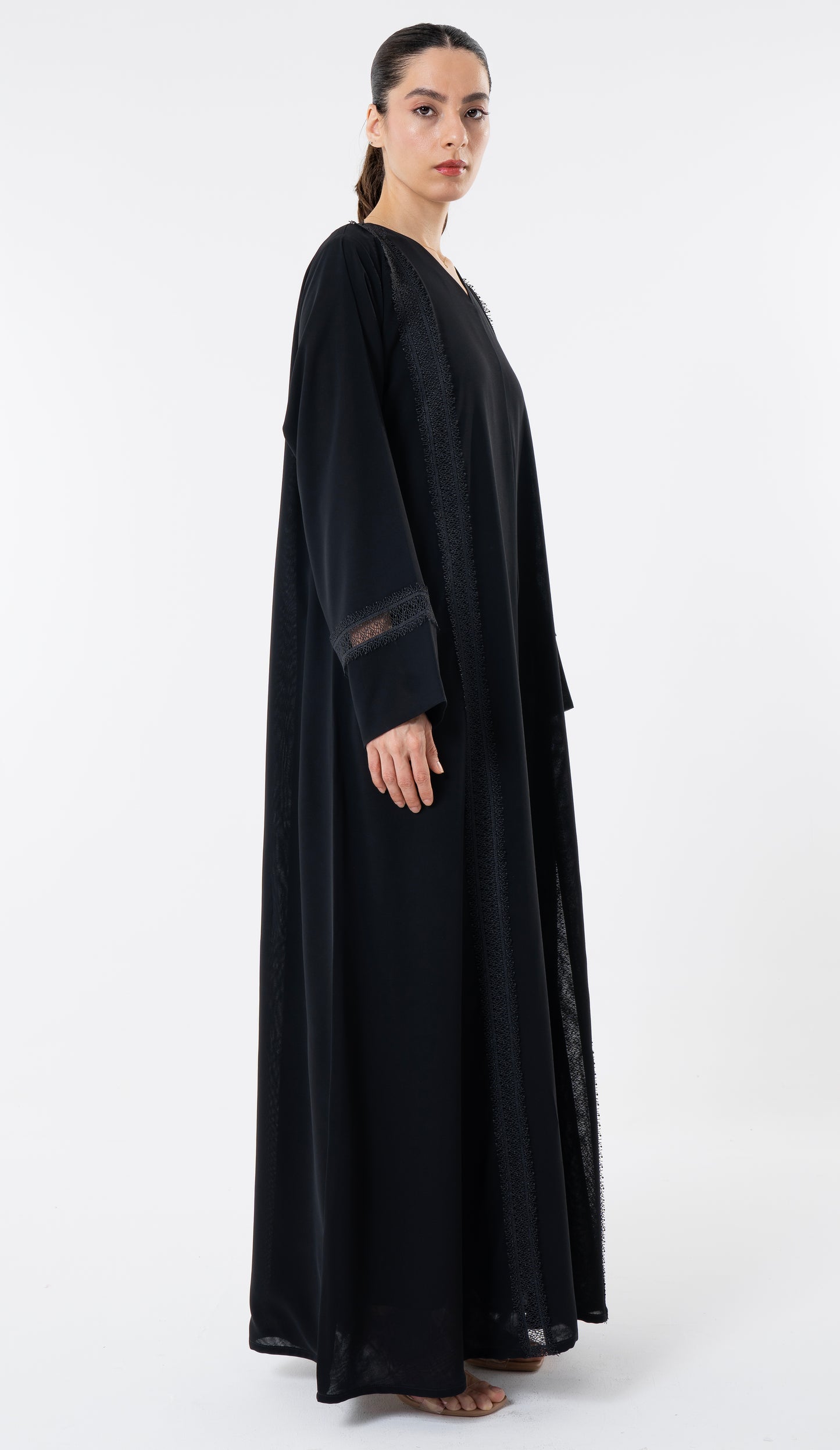 Black Design Lace Detailing On Front And Sleeves
