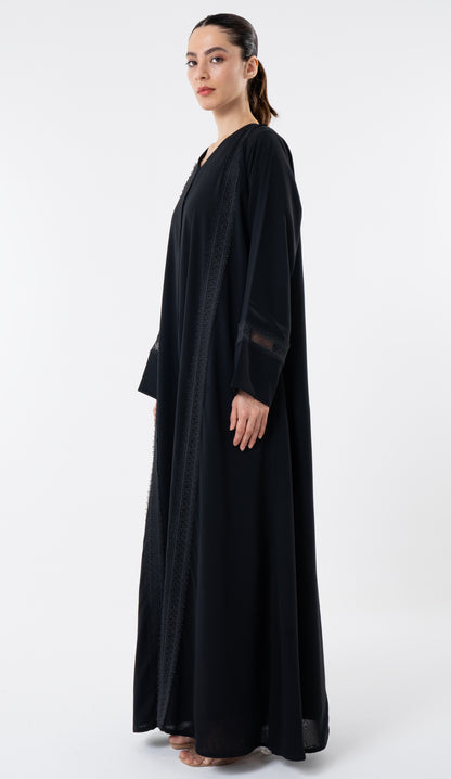 Black Design Lace Detailing On Front And Sleeves