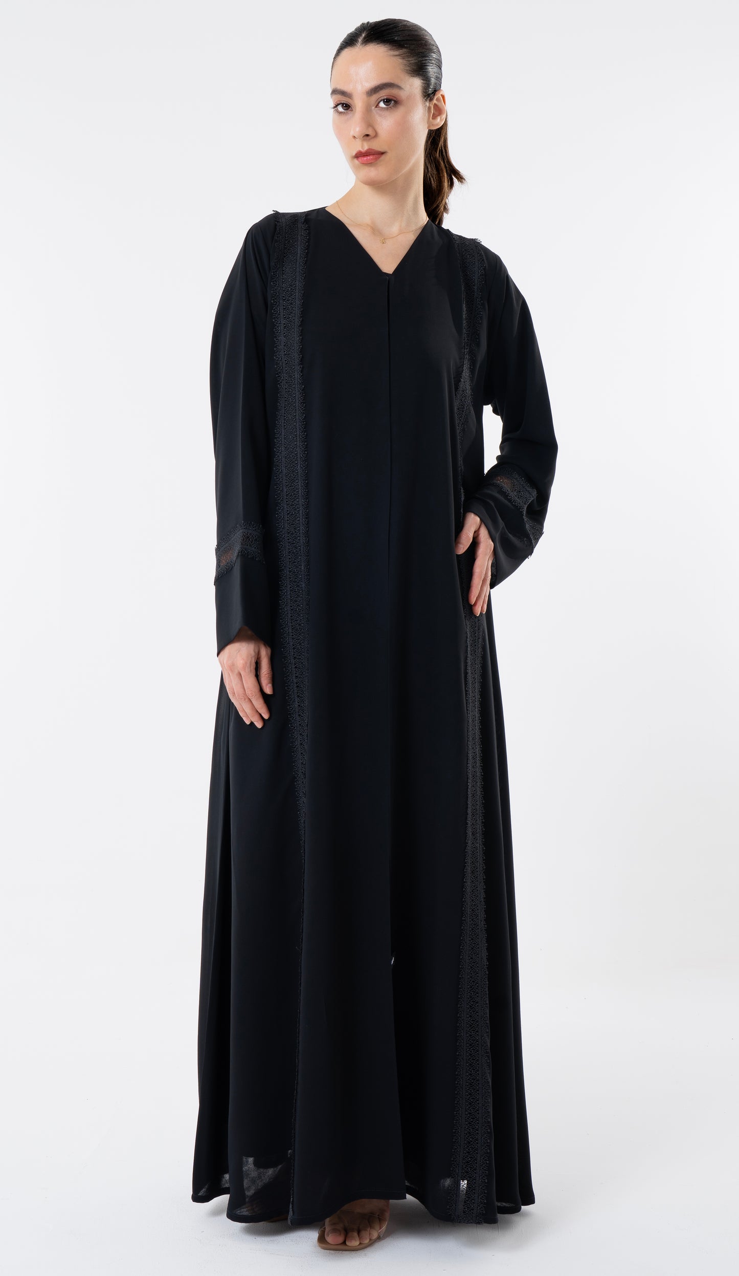 Black Design Lace Detailing On Front And Sleeves
